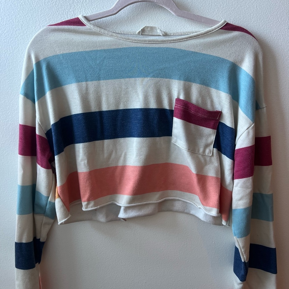 Striped Multi colored Cropped Long Sleeve
